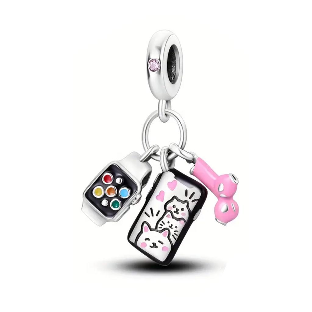 New 925 Silver Charm Bracelet Women Jewelry Travel Series Camera Air Balloon Motorcycle Accessories