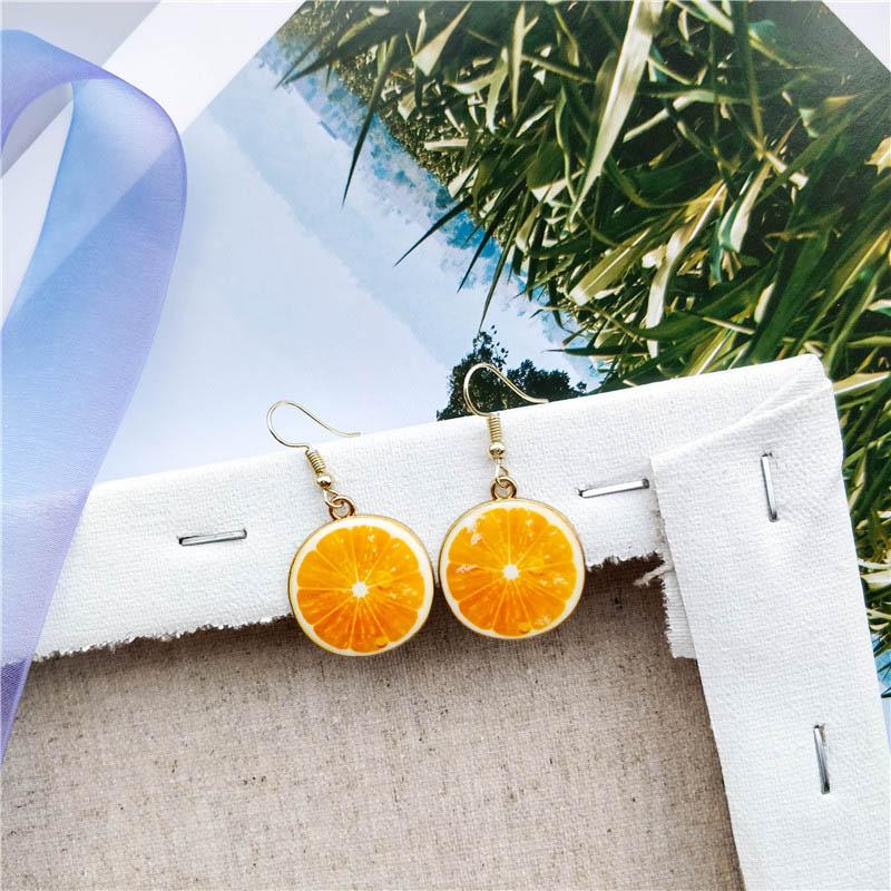 

Cute Fashion Fruit Watermelon Strawberry Pendant Dangle Earrings for Women Sweet Kiwi Lemon Orange Drop Earrings Girl Jewelry помаранчевий