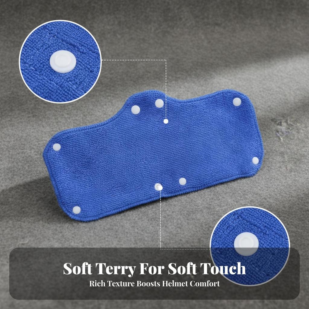 6 Pieces Blue Helmet Sweatband Absorbent Snap-Fastener-on