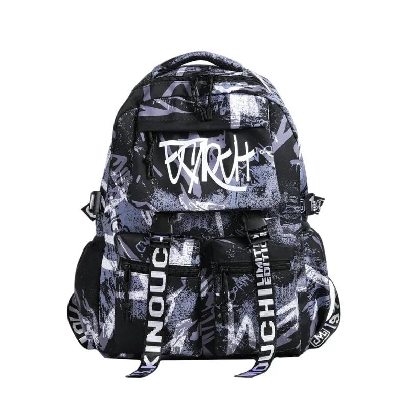 Přizpůsobený pánský nylonový graffiti batoh Velkokapacitní Všestranná verze Korejský cestovní batoh na krátké vzdálenosti pro počítač