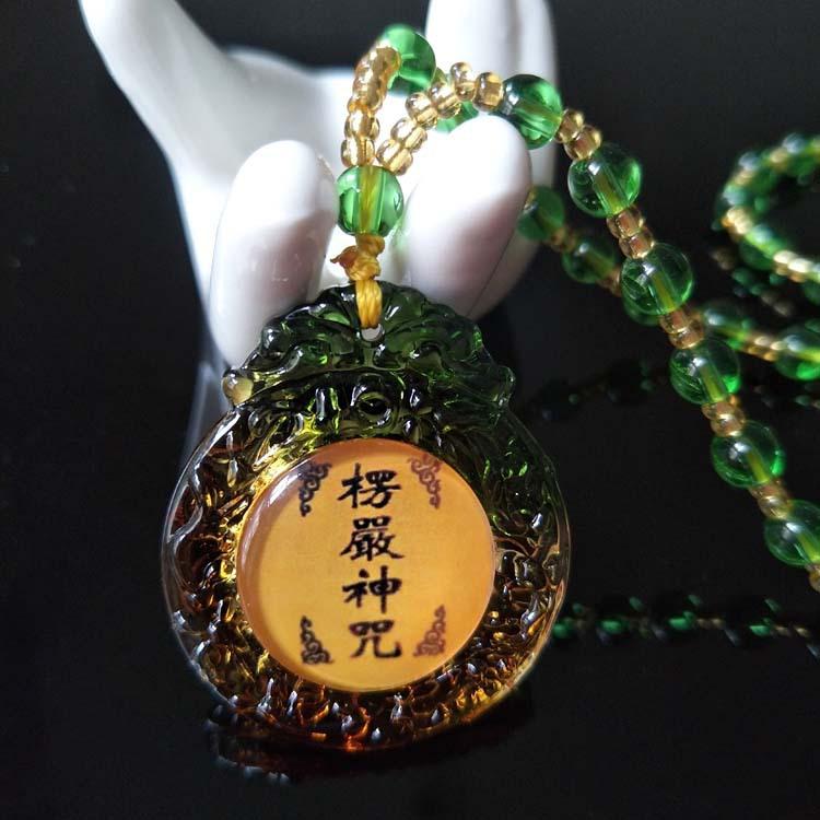 New glazed Shurangama mantra pendant pendant, scripture protection, men's and women's necklaces