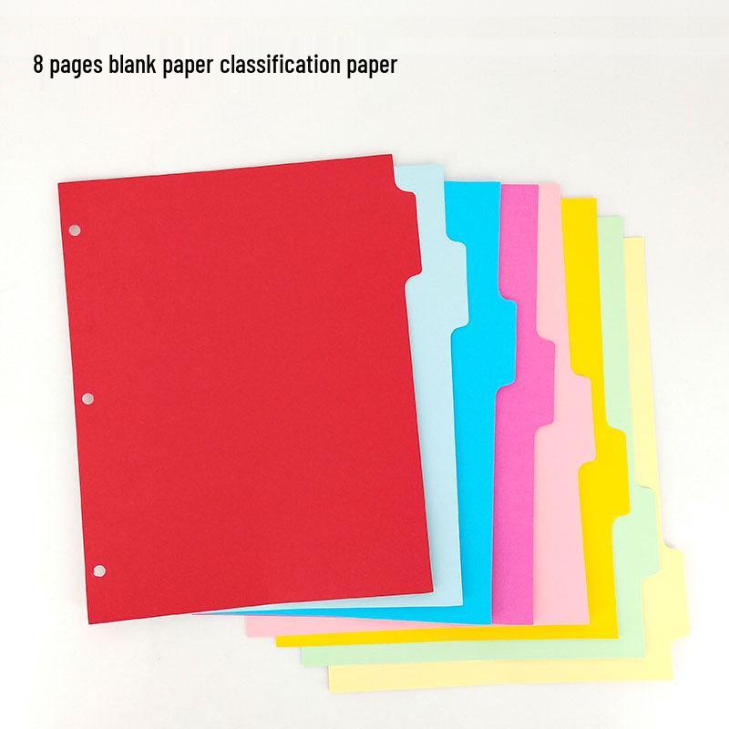 A4 Loose-Leaf Index Cards with A5 Color Dividers, 8 Sheets per Pack - Refill Pages and Dividers.