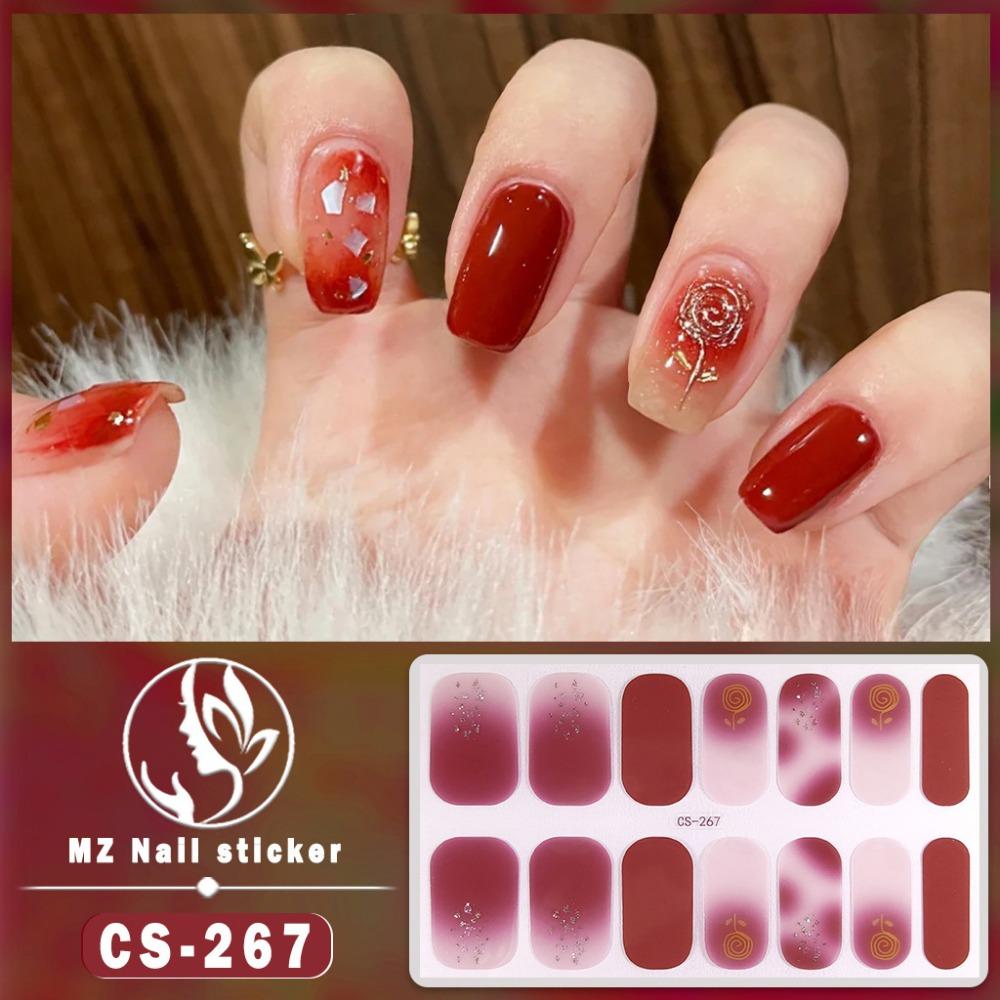 New Waterproof Bake-on Gel Nail Film, Full Sticker, New Year Nail Art Film, Nail Paper Film, Paper Patch