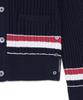 Thom Browne Rwb Striped Cotton Baby Cable V-Neck Cricket Cardigan - Navy / Mkc640Ay3014415