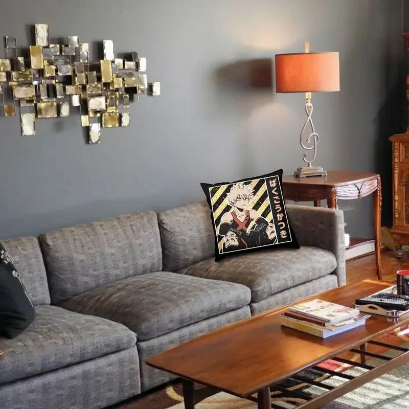 My Hero Academia Cushion Covers Sofa Decoration Katsuki Bakugou Anime Square Throw Pillow Case 40x40cm