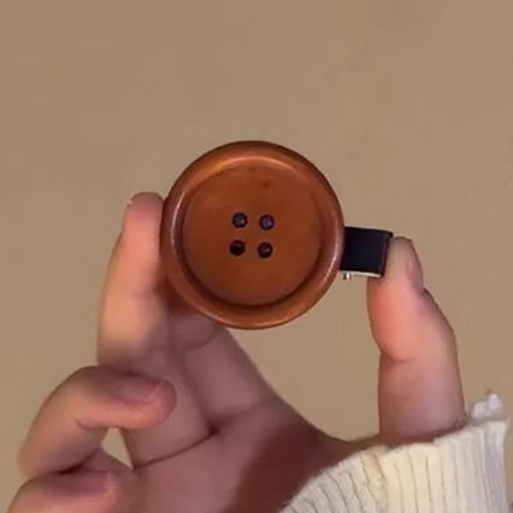 Brown Button Hair Clip Fashion Styling Bangs Hairpin Retro Headdress  Women Girls