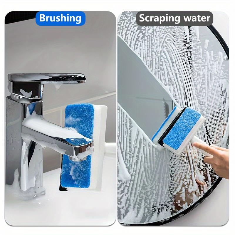 2 in 1 Silicone Blade&Sponge Multi-function Window Glass Wiper Brush Windows Cleaner for Kitchen Bathroom Shower Squeegee Scraper