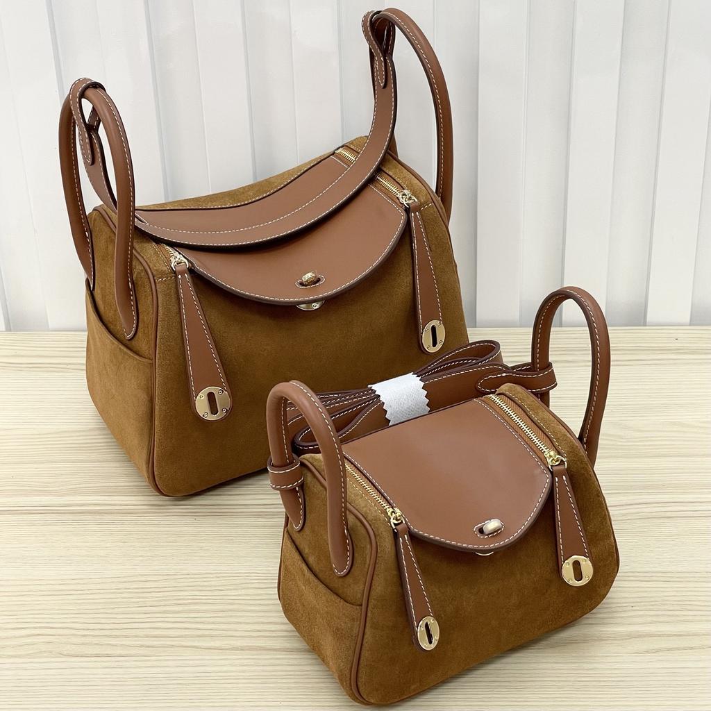 Autumn and Winter New Matte Leather LD Bag Suede Splicing Cowhide Large-capacity Pillow Handbag Women's Shoulder Doctor Bag