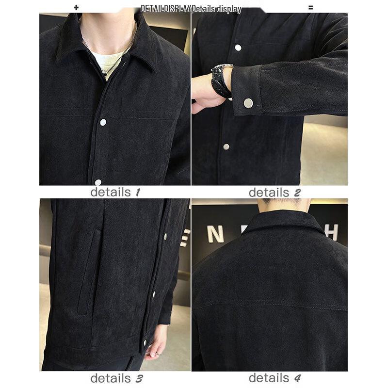 ROMON Men's American Retro Suede-like Lapel Casual Jacket