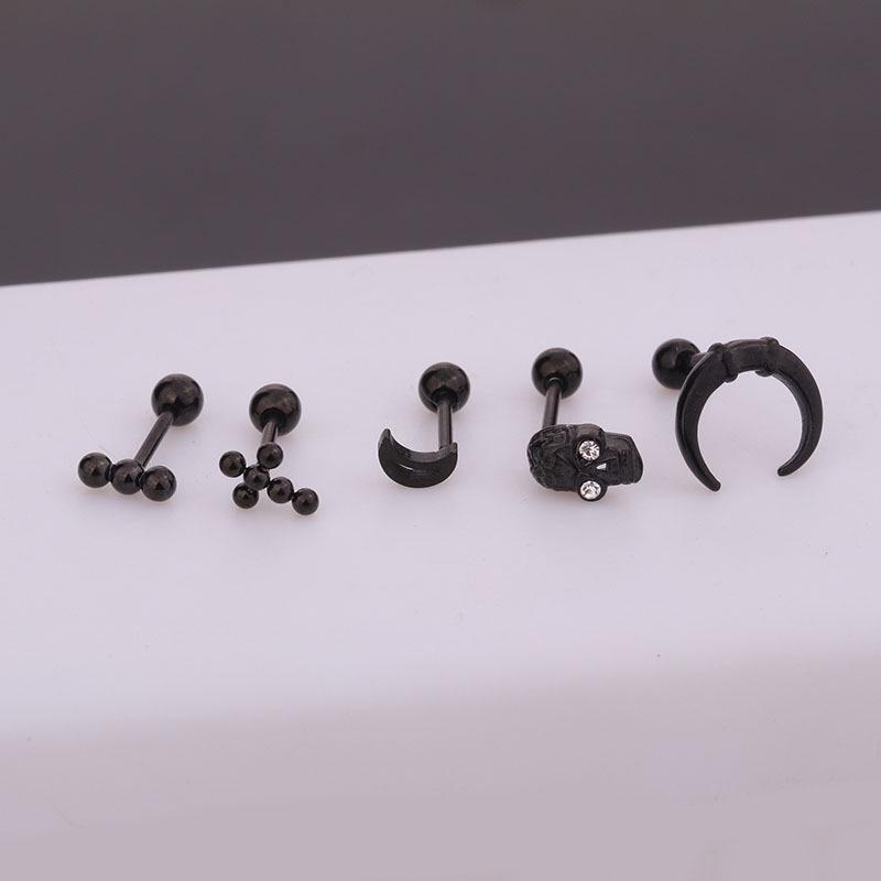 Stylish Stainless Steel Moon Ear Bone Studs for Men & Women - Cross-Border Piercing Jewelry