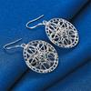 Elegant 925 Sterling Silver Delicate Six-Pointed Star Hollow Earrings for Women, Fashionable Party Gift, Wedding Accessories