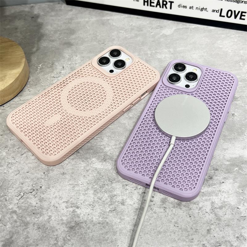 For Magsafe Wireless Charging Phone Case For iPhone 16 14 13 12 11 15 Pro Max 16 Plus Heat Dissipation Breathable Magnetic Cover