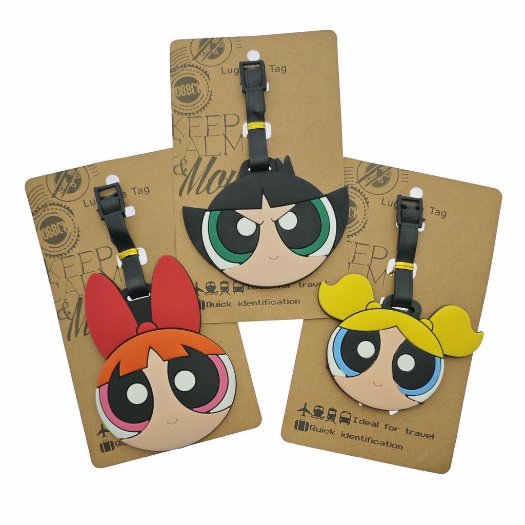 Cute Cartoon Flying Girl Police PVC Rubber Luggage Tag - Anime-Style Suitcase ID Tag Pendant