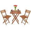 Ensemble de meubles de jardin - Springos® - BS001LB - Bois de hêtre imprégné - 2 chaises + 1 table - Brun clair