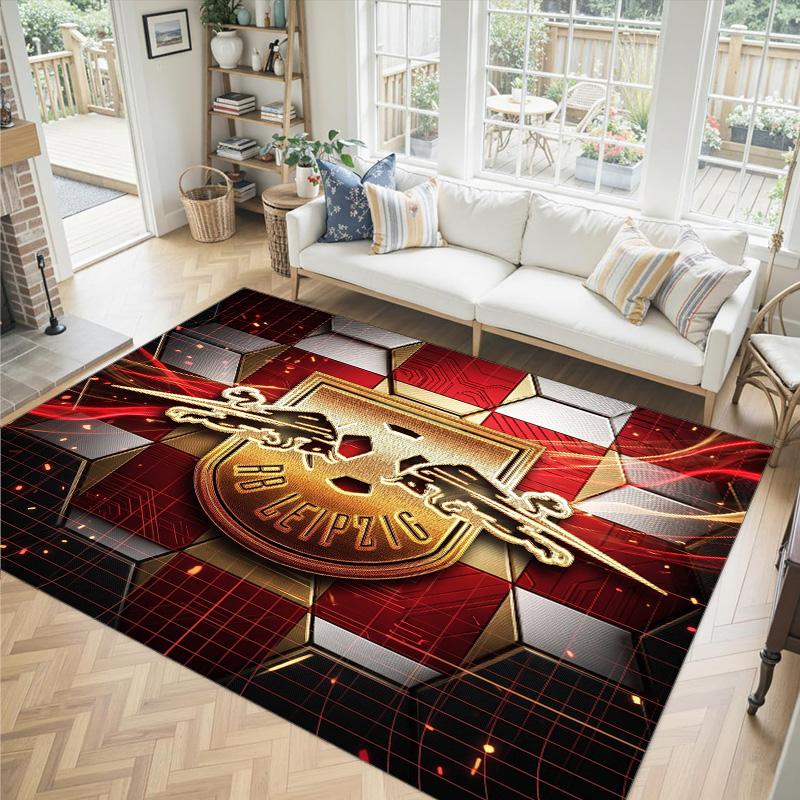 RB Leipzig Football Design Crystal Velvet Carpet Cozy Non?Slip Printed Rug For Bedroom Living Room Entrance