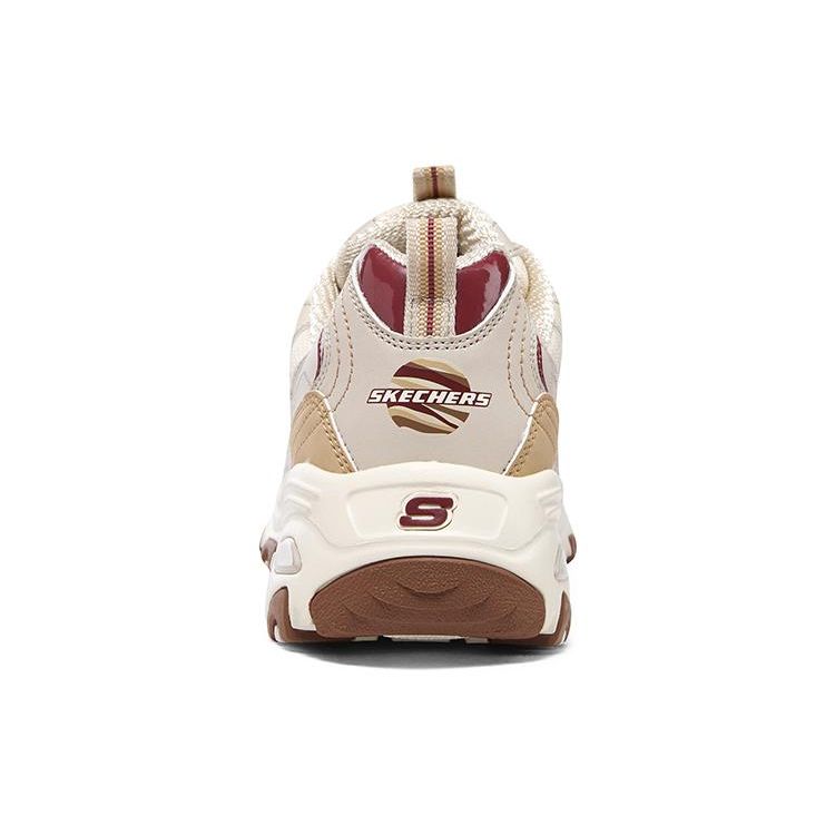 Skechers Planet Bear Mesh Synthetic Leather Comfortable Trendy Low-Top Dad Shoes Women sneaker Beige Brown 896262-NAT