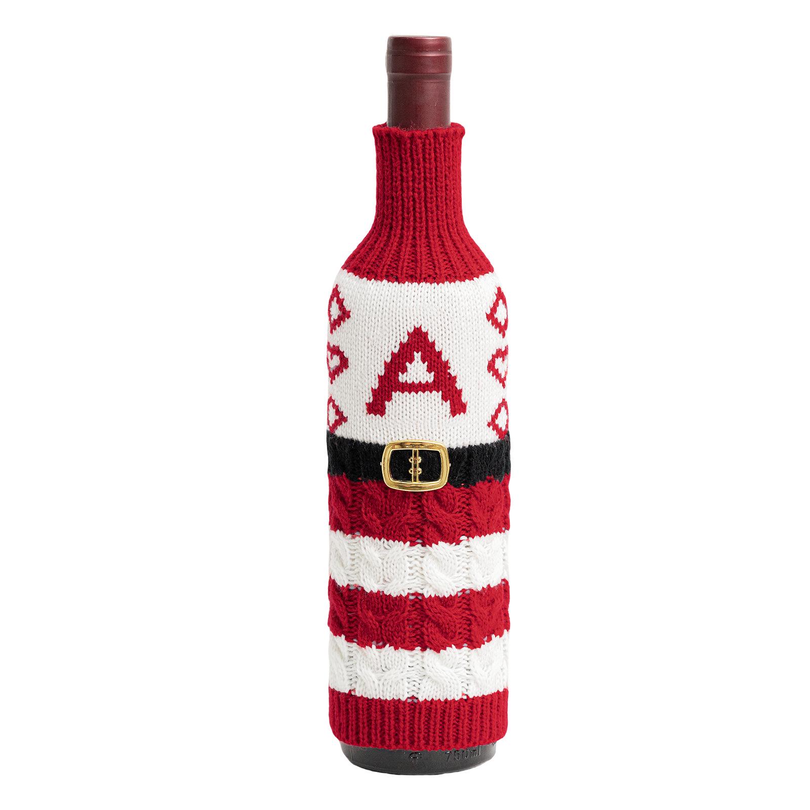 Festive Knit Lettered Wine Bottle Cover - Christmas Ornament
