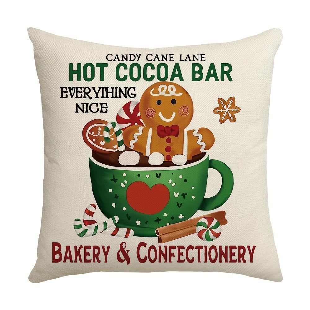 Festive Gingerbread & Hot Cocoa Christmas Pillow Covers: Baked for Yuletide Cheer! Sofas, Bedroom Pillow Covers, Holiday Gifts