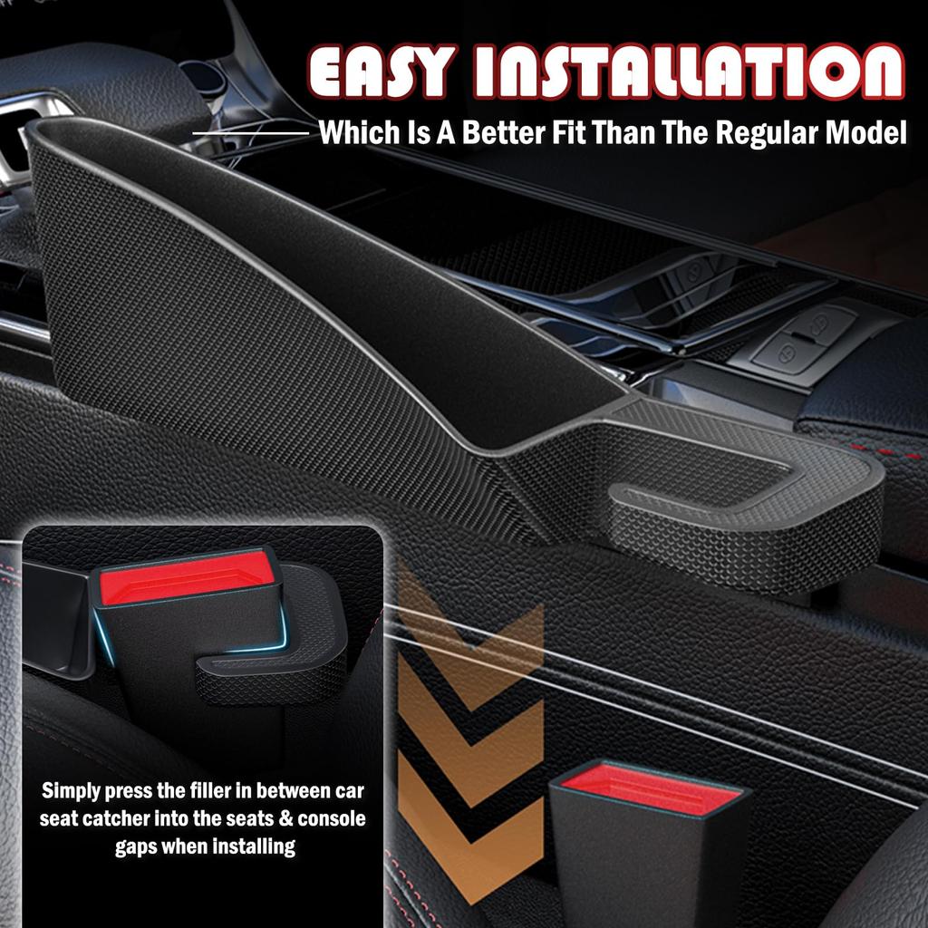 Upgrade Car Gap Filler Seat Crevice Storage Box A Pair Car Seat Gap Filler Seat Gap Organizer Box with Phone Charging Cable Hole