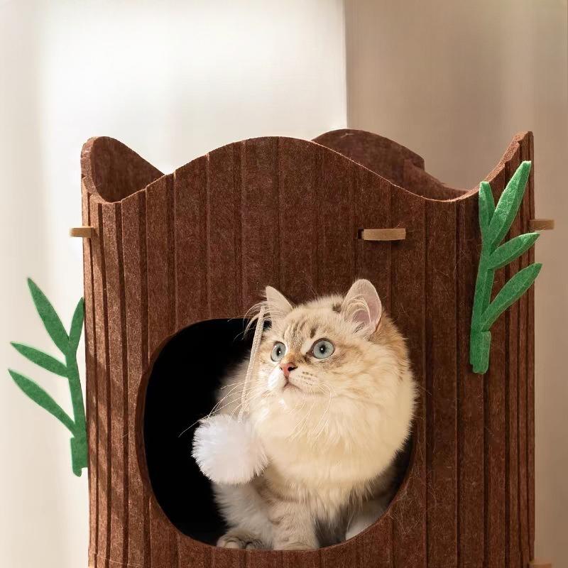 Multi Layer Cat House 4 Seasons Cat Tree with Scratching Board Enclosed Warm Cat Cave for Winter