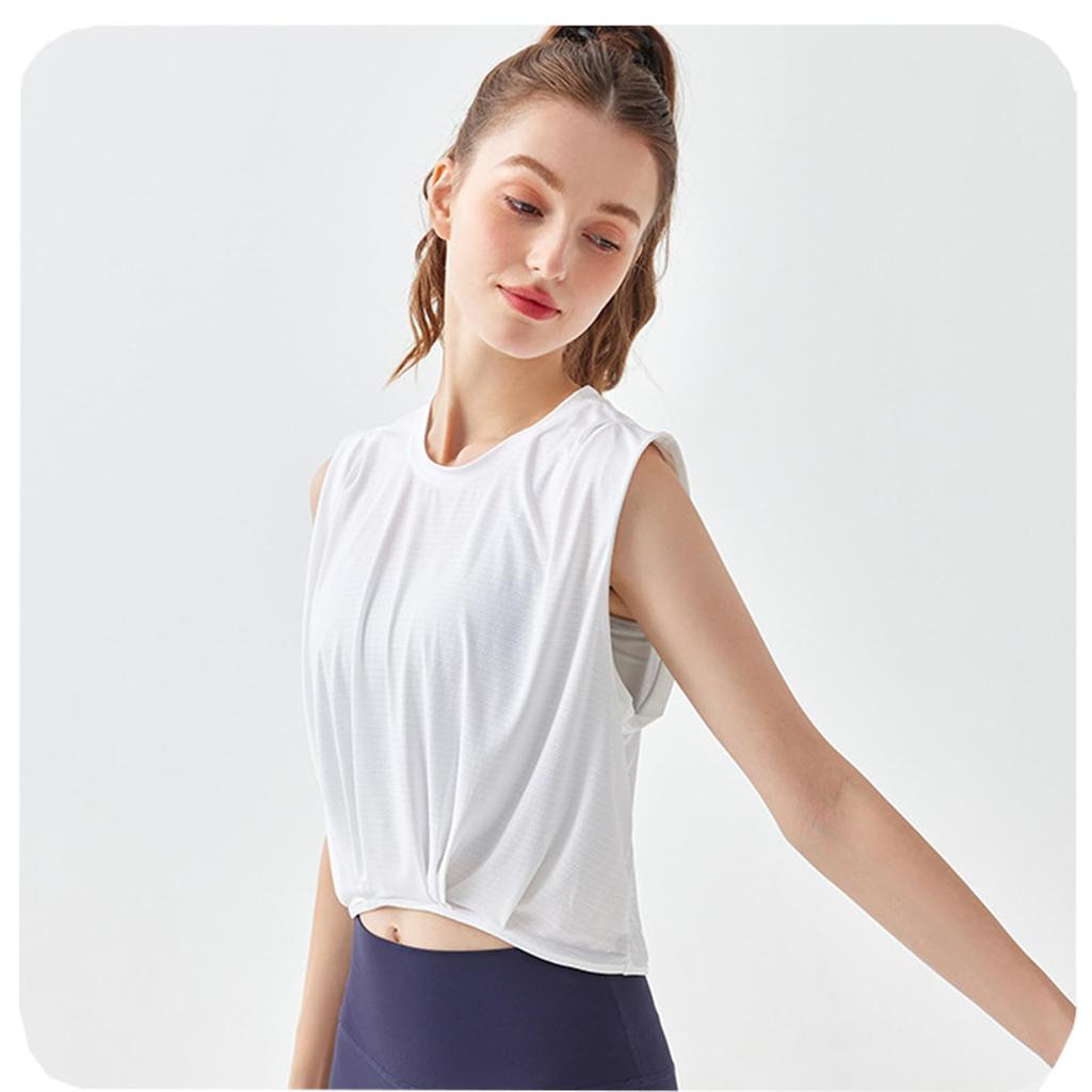 Yuoku Short Sleeved Tank Top with Striped Perfect for and Gym Features a and Stretch Perfect for A02 Women's Print, See-Through Design, Yoga, Pilates,