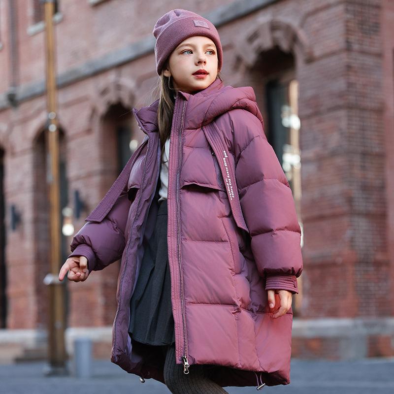 Children's Clothing, Long Down Padded Jacket, Winter Clothes, Thickened Warmth, Girls, Baby, Western Style Padded Jacket, Girls