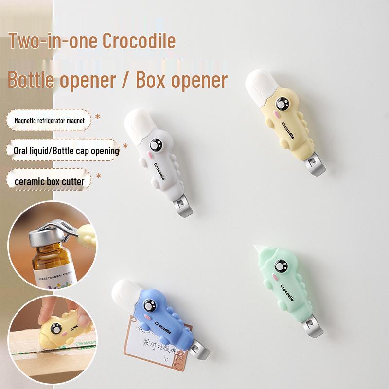 2-in-1 Cartoon Magnetic Bottle Opener & Box Cutter - Refrigerator Magnet & Medicine Cap Opener for Kids Home Use