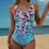 Maillot de bain une pièce sexy d'été avec imprimé floral facial, coupe ajustée, décolleté plongeant en U dans le dos, maillot de bain mode accrocheur pour la plage, la piscine, les vacances
