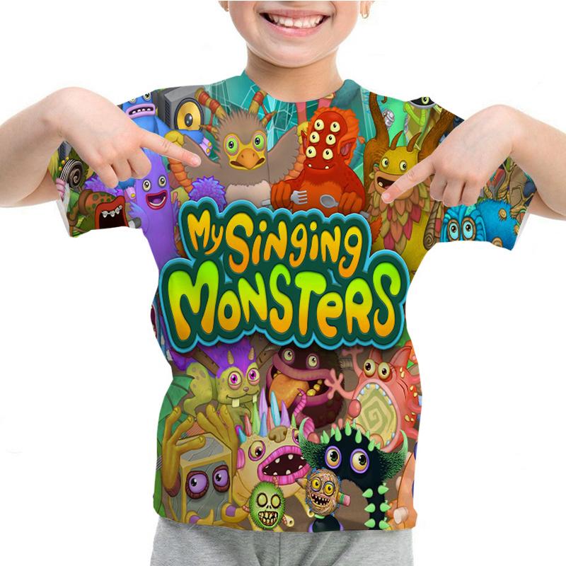 

Футболка з 3D-принтом My Singing Monsters Хлопчики Дівчата Літо 3D Мультфільм Аніме Футболка з круглим вирізом Повсякденні футболки з коротким рукавом Дитячі топи 150