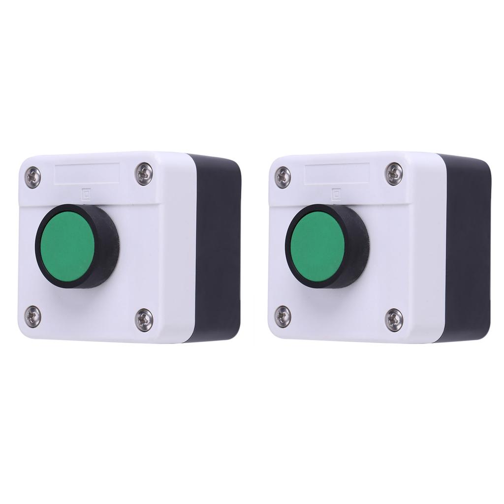 2pcs Push Button Switch Station Box Momentary Switch One Push Button Control Switch for Gate Opener Green