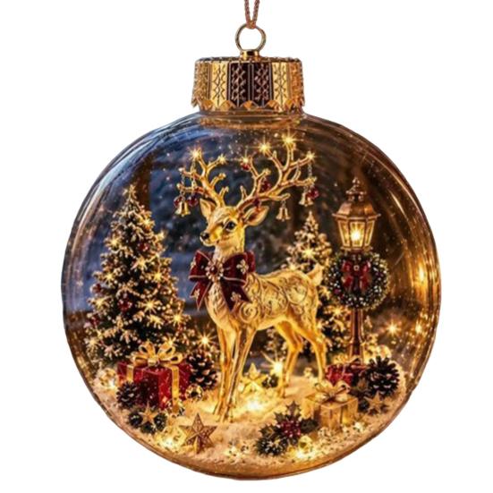 Decorative Night Lights for Bedroom Lighted Christmas Ornament with Warm LED Lights, Retro Metal Cap Ornaments Mantels Transparent Ball Holiday
