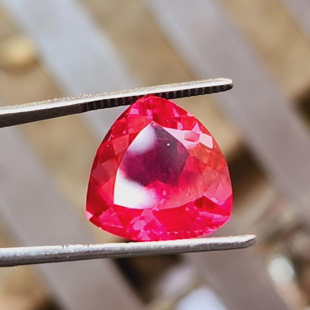 15mm Natural Mozambique Red Ruby Trillion Cut Certified Loose Gemstone