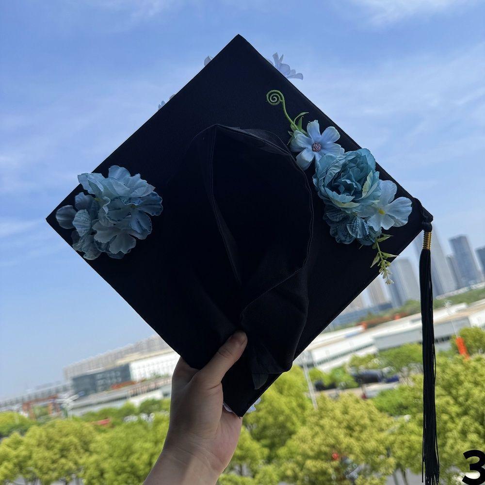 

Graduation Flower Hairpin: New Style DIY Master’s Cap for College Student Photos and Gifts Black Tassel Bachelor Hat
