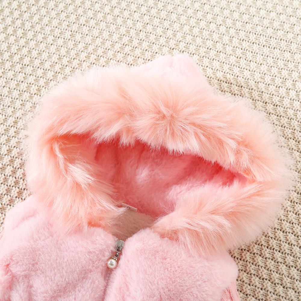 Girls' Winter Cotton-Padded Coat - Thickened Long Sleeve Fuzz Sweater