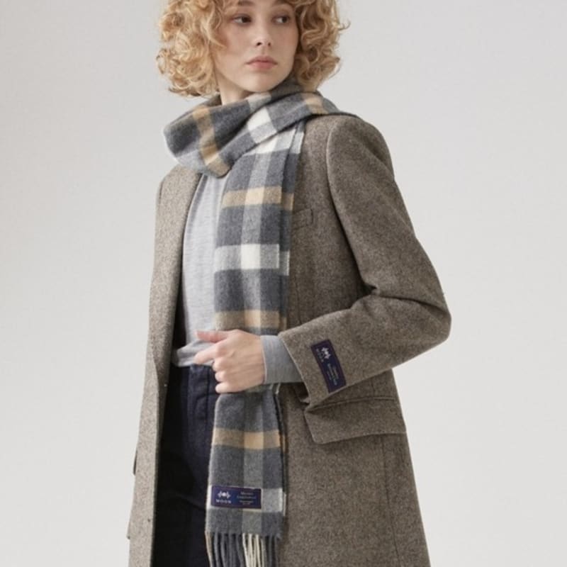 ABRAHAM MOON Merino Wool Muffler 25cm - Blythe Grey