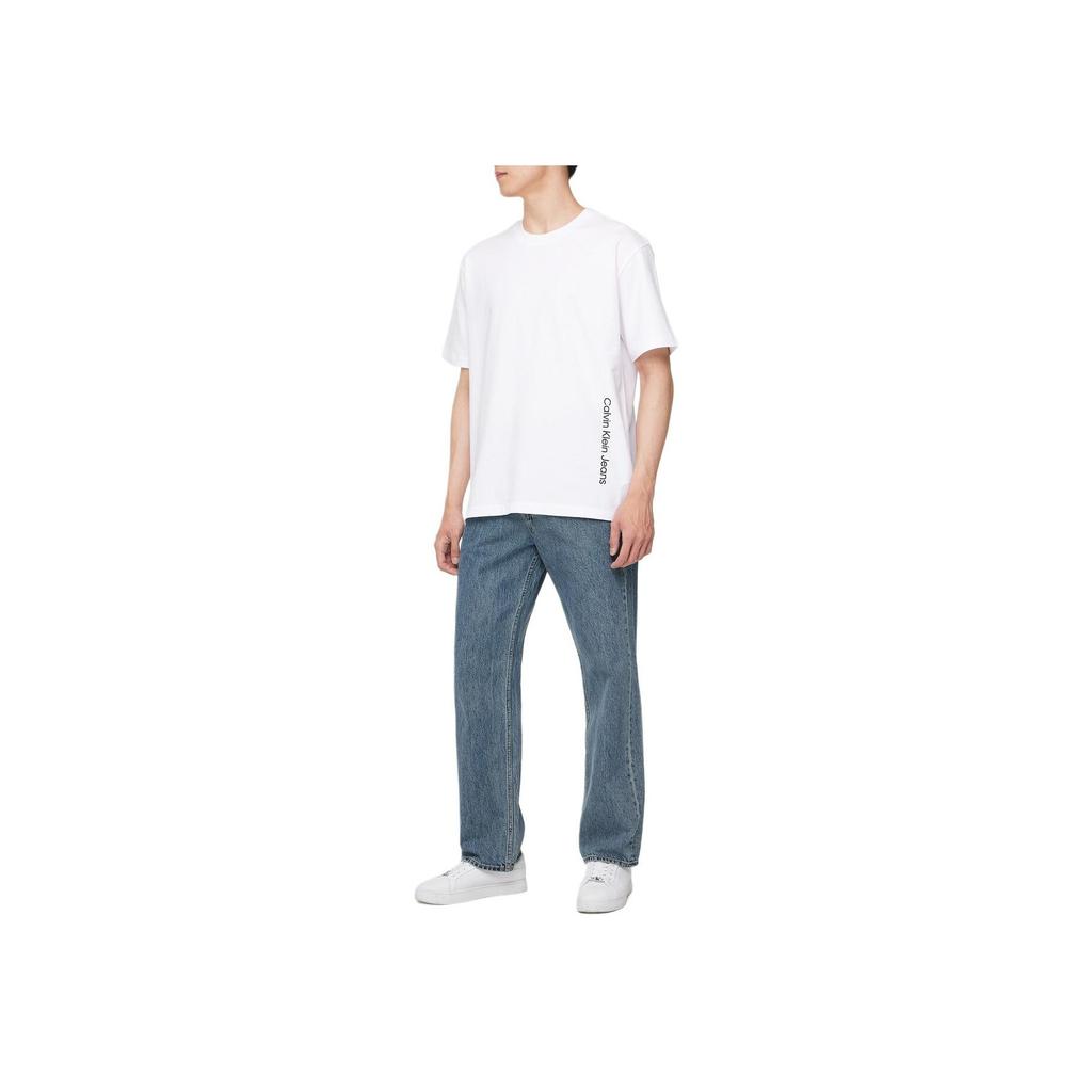 Calvin Klein Loose Jacquard Solid Color Short Sleeve T-Shirt Men Tops White J325191-YAF
