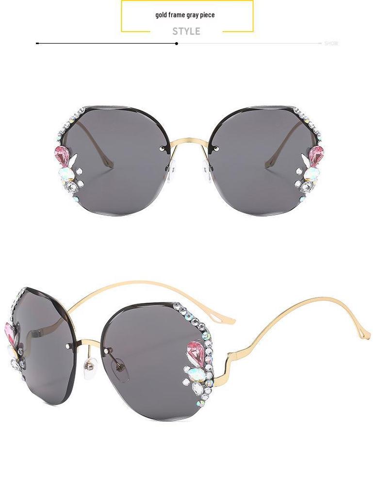 2024 Women's High-End Rhinestone Sunglasses: Slimming, Fashionable Anti-UV Sunshade