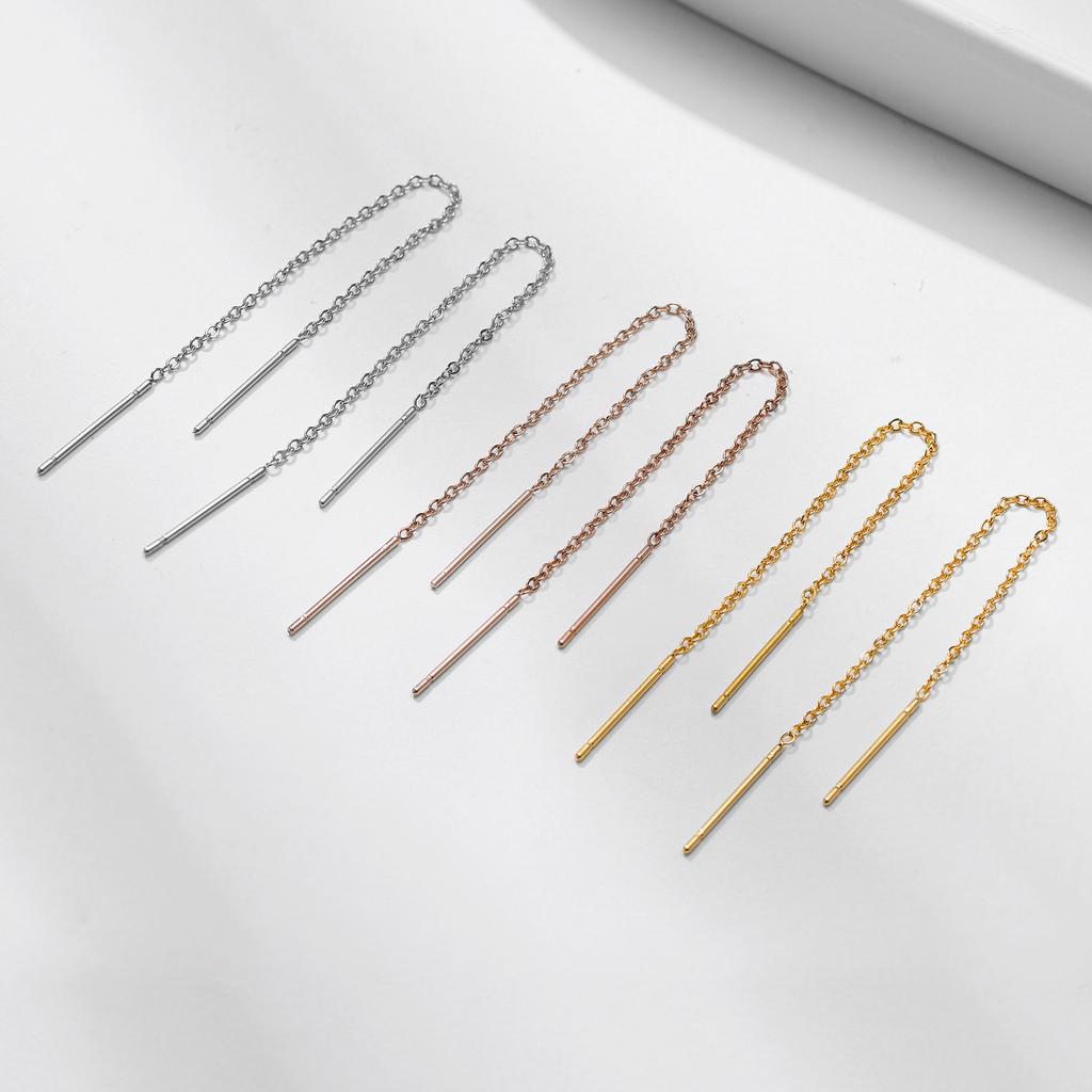 Long Threader Earrings for Women, Thin Linear Earring,Stainless Steel Chain Drop Ear Line , Fashion Korean Jewelry