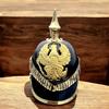 Mosiężny Skórzany Pruski Hełm Pickelhaube Ręcznie Robiony Niemiecki Styl Cesarski Prezent