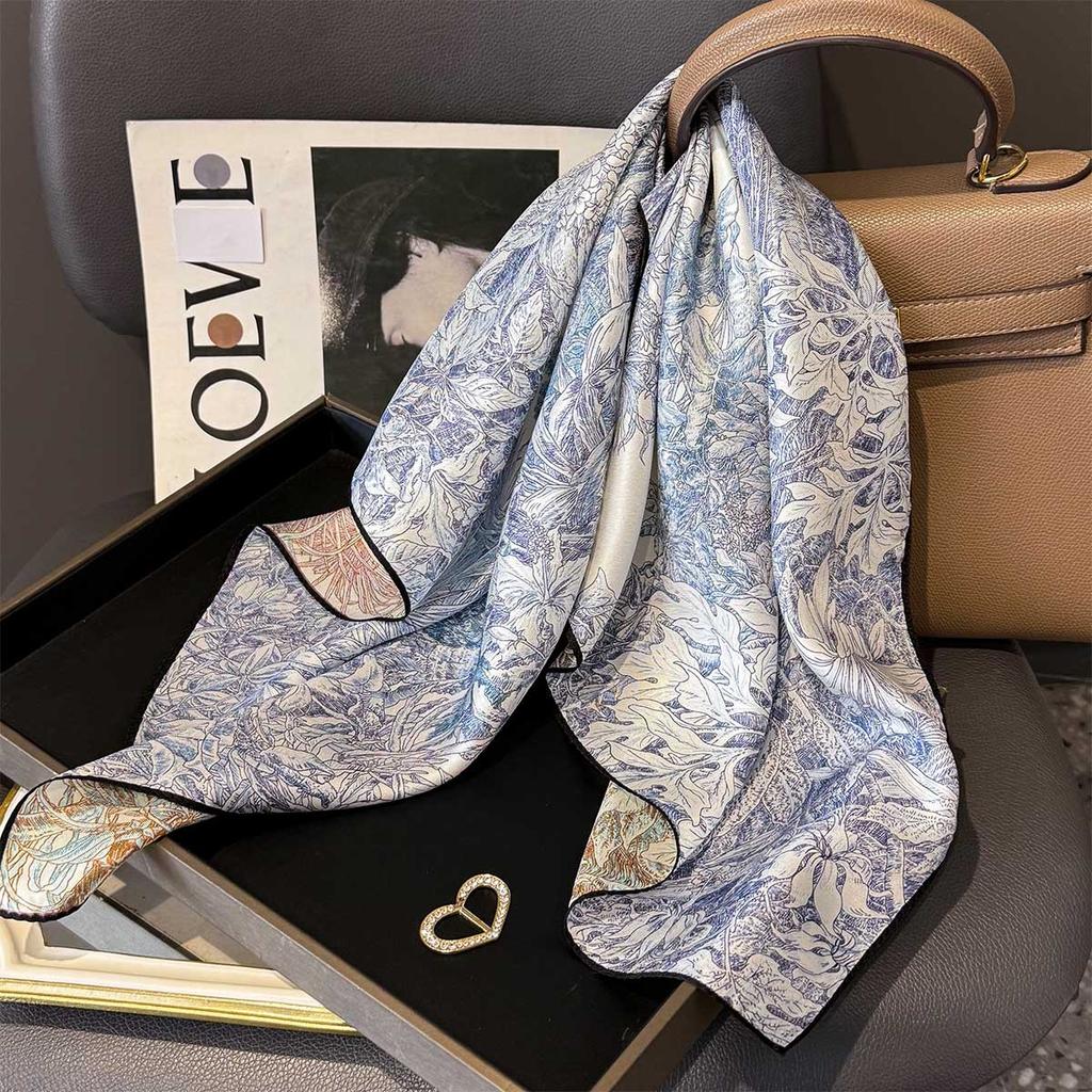 14 momme 100% Natural Twill Silk Scarf for Women Double side Female Foulard Headband Shawl Wrap Square Neckerchief Hijab Scarves