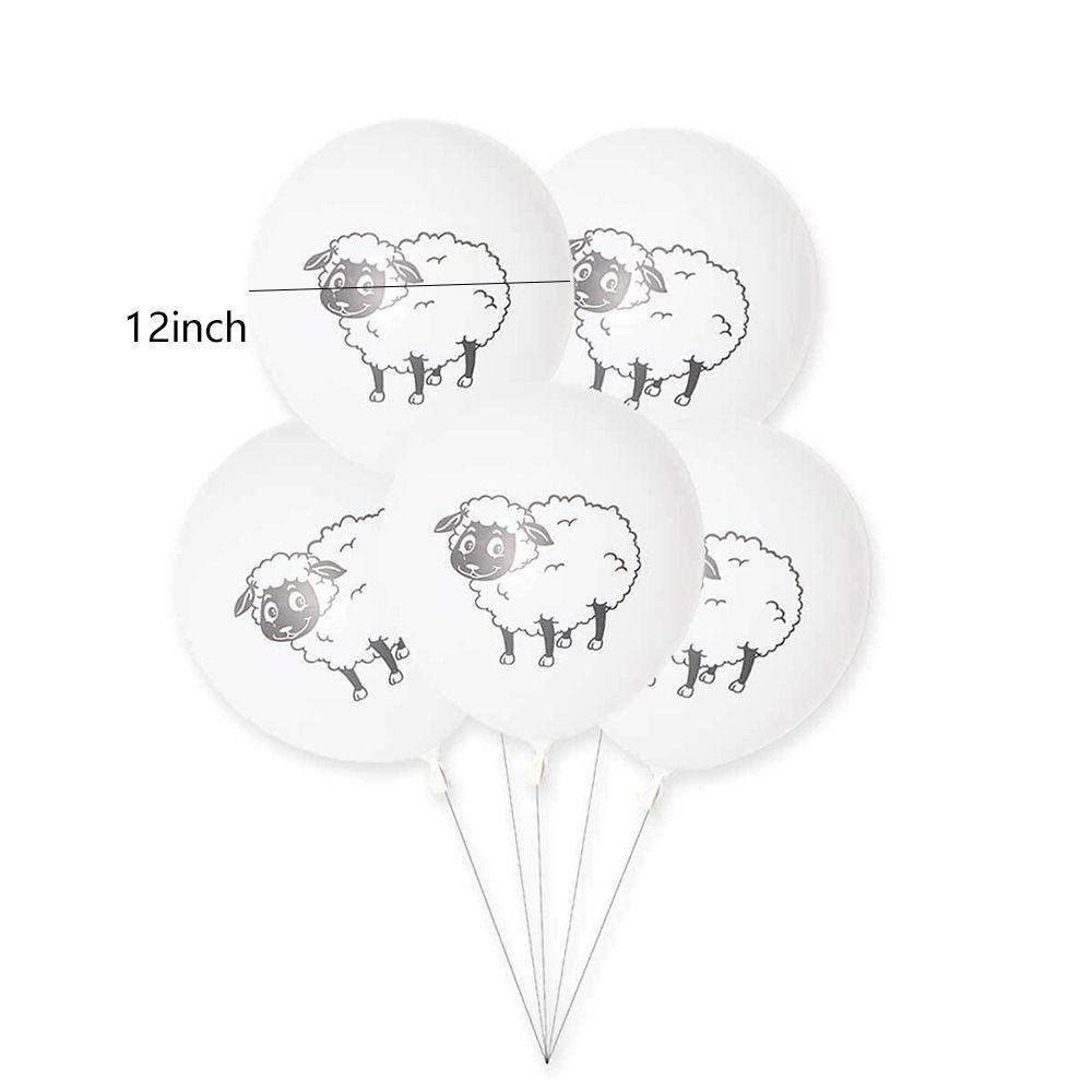 10pcs 12inch White Sheep Latex Balloons Inflatable Animal Balloons Sheep Print Balloon  Home Decor
