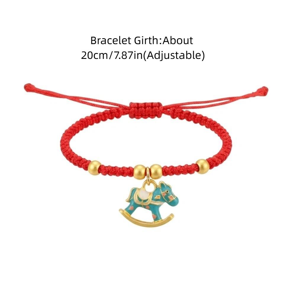 Chinese Style Horse Year Bracelet Fortune Red Rope Weave Bracelet Cute Lucky Pony Red Rope  Couple