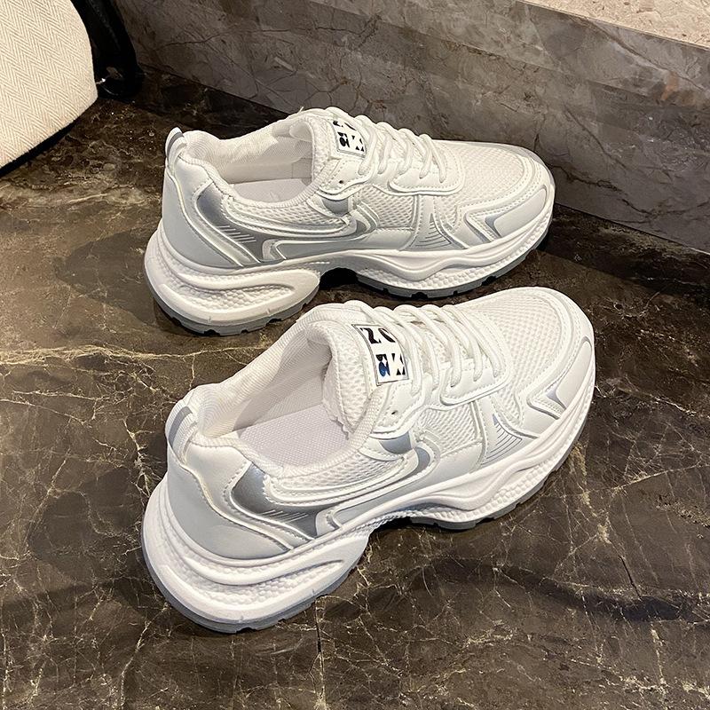 

European and American dad shoes women s shoes 2025 new spring mesh shoes breathable screen name explosion thick-soled white shoes sports shoes 36 белый