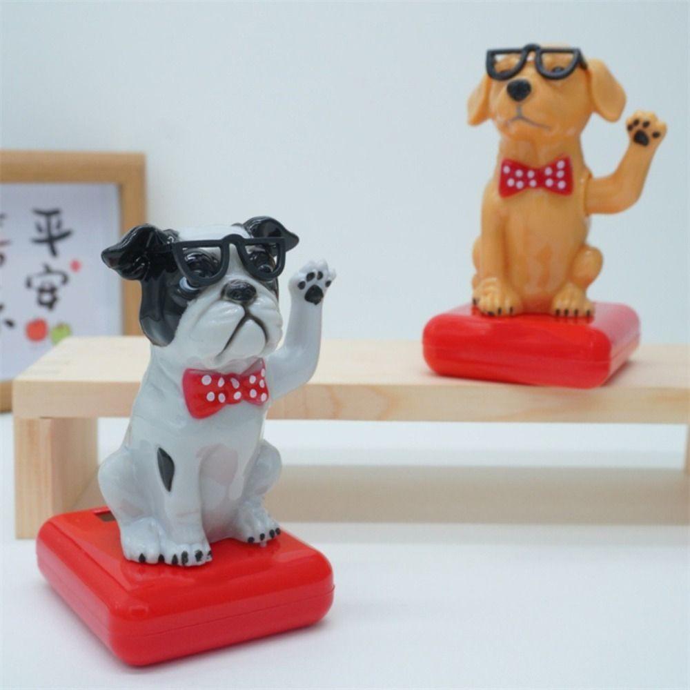 Cartoon Puppy Waving Car Ornament Cute Crafts Solar-powered Dog Car Ornament ABS Solar Power Puppy Car Ornament For Automotive