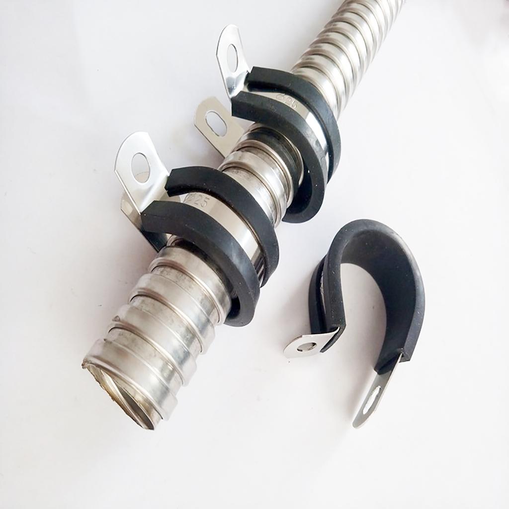 10Pcs Rubber Lined P Clips Wiring Hose Clamp Pipe Cable Mounting Fix Fasteners Hardware Electrical Fittings Water Pipe Bracket