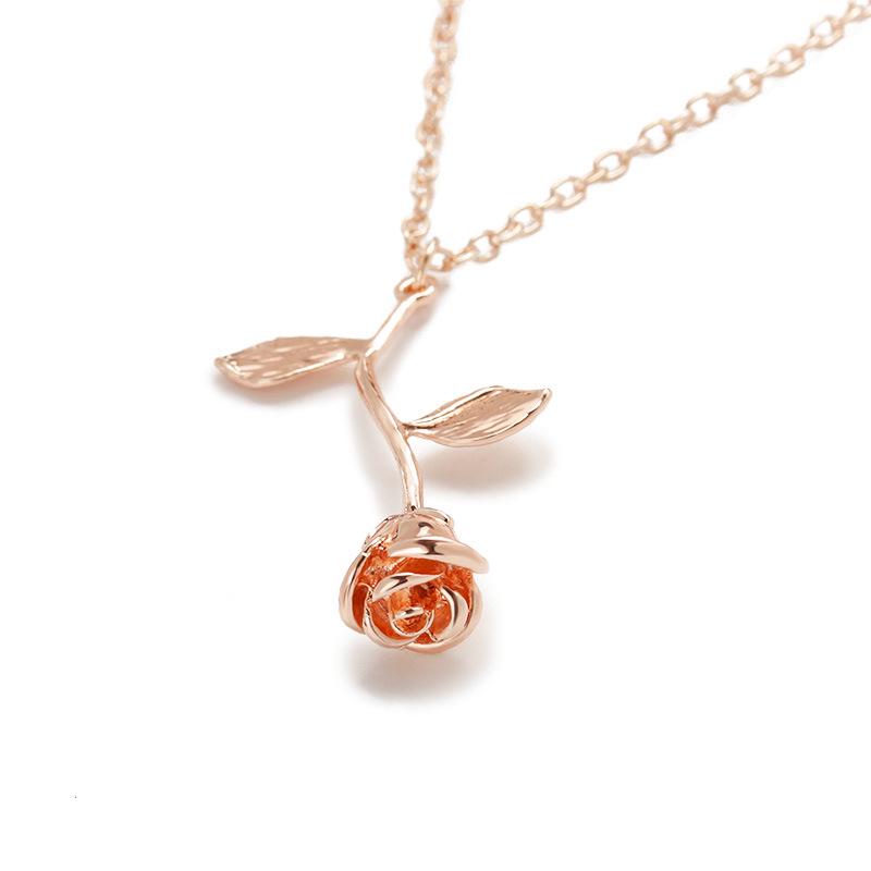 ZRM 3D Rose Anheng Halskjede Tilpasset Charm Halskjede Siste Rose Blomst Skjønnheten og Udyret Rose Blomst Halskjede