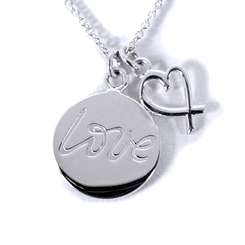 [Pre-owned] TIFFANY 925 LOVE Loving Heart Pendant/Necklace/j7-7