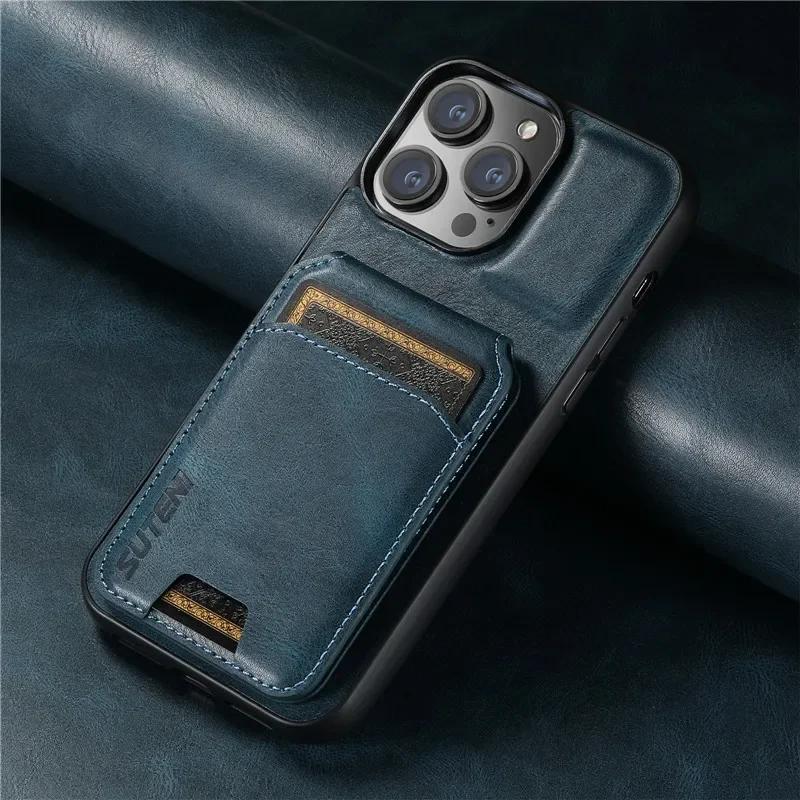 EUCAGR Wallet Phone Case Card Holder Leather Magnetic Cover For iPhone 17 16 15 Pro 14 13 12 11 Pro Max Plus XS XR 16Pro Max