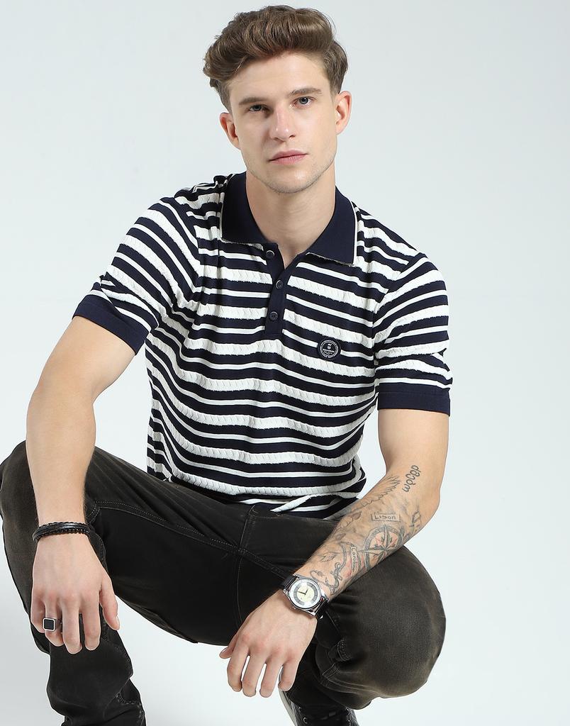 Men's Regular Fit Striped Polo T-Shirt | Half Sleeve | Collared Neck | Casual Wear T Shirt for Men's