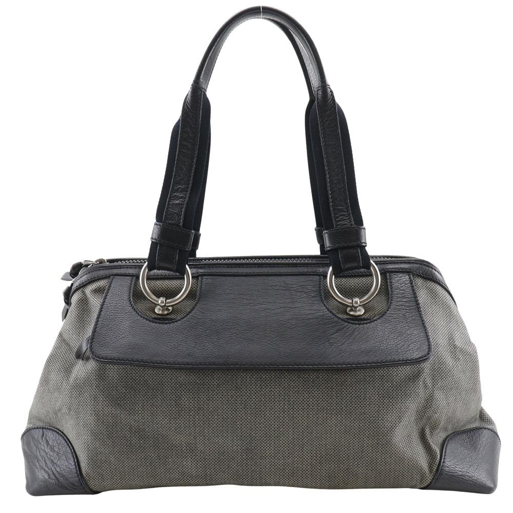 

BOTTEGAVENETA Tote Bag Gray / black canvas/leather Women Used